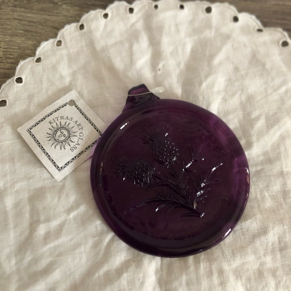 Hand Crafted Purple Thistle Sun Catcher Medallion